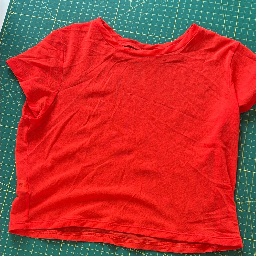 Mesh Orange Red Crop Top Aerie